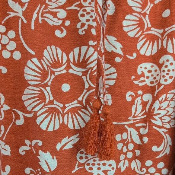 Wonderly Orange and White Ruffled Tie Front Cotton Blouse Top Size XL NWT - Picture 9 of 16